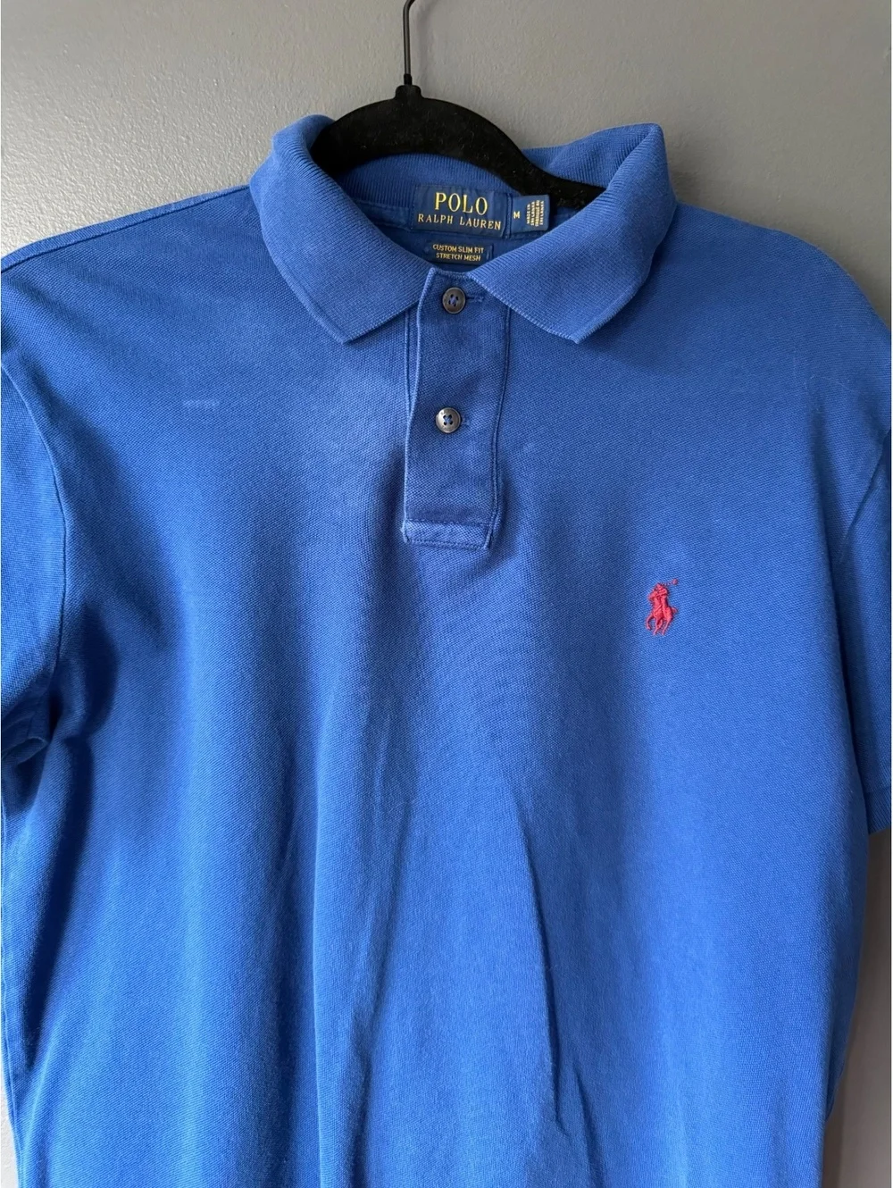 Polo Ralph Lauren Custom Slim Fit Stretch Mesh Polo Shirt Medium Blue